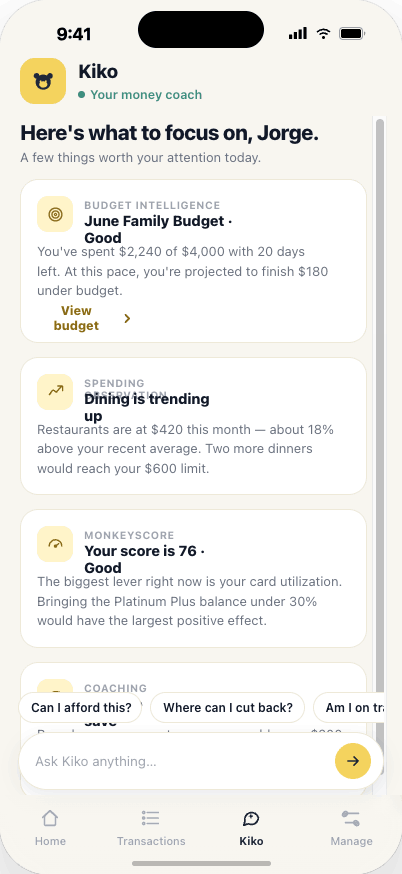 Monkey Finance mobile app